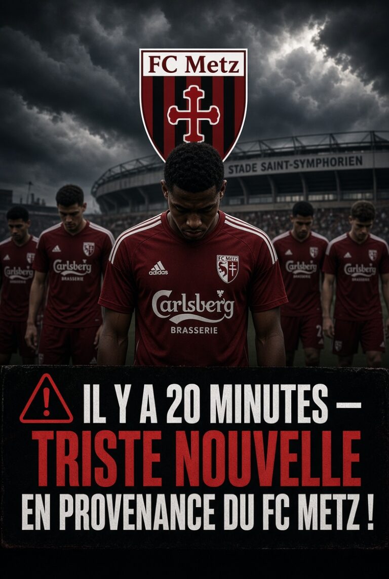 **IL Y A 20 MINUTES — TRISTE NOUVELLE EN PROVENANCE DU FC METZ !…